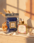 Cloud Nine Glow Bundle: Unscented Dry Body Oil and Royal African Exfoliating Net on silk with cotton and pink salt