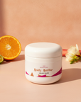 Galaxy Glow Whipped Body Butter in warm sunlight with Valencia orange, limequat, pink rhubarb and freesia