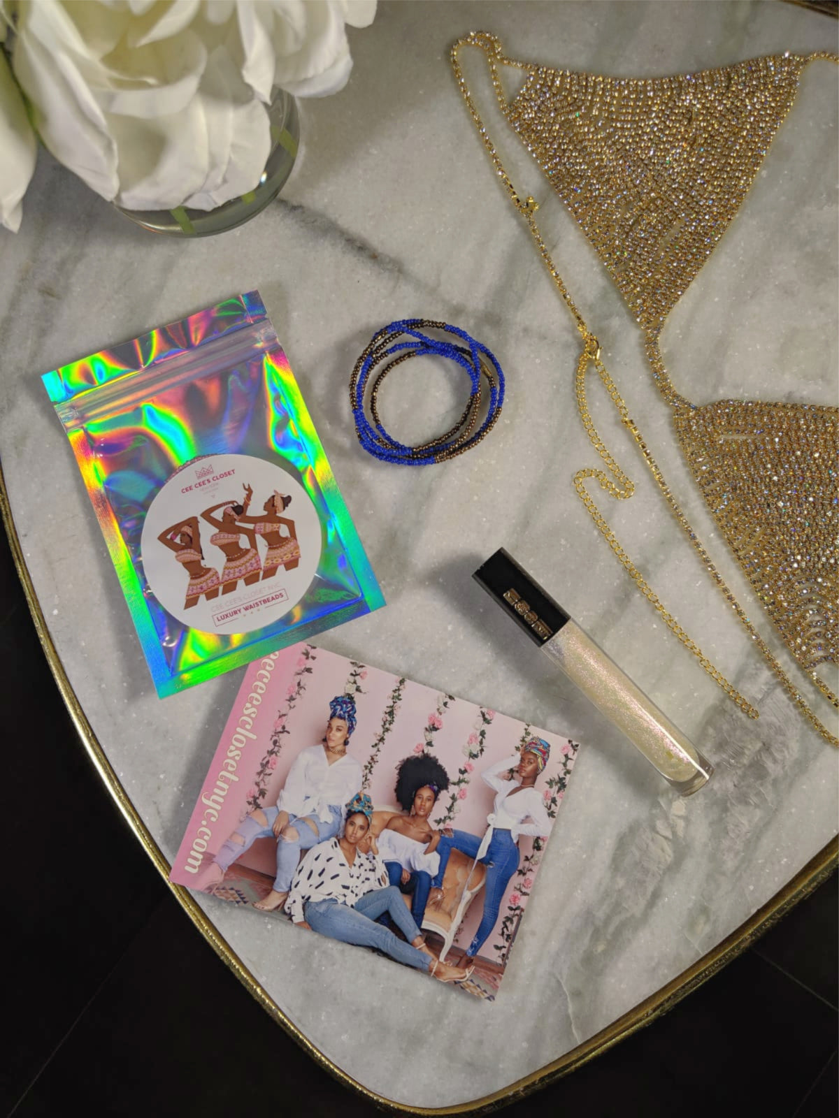 Blue and Gold Waist Beads