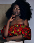 Selah Bardot Ruffle Crop Top