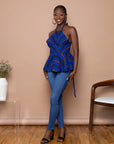 Blue Misan Peplum Halter