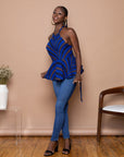 Blue Misan Peplum Halter