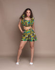 Enitan Lace Up Ruffle Crop Top