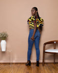Rawaya Smocked Ruffle Crop Top