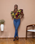 Rawaya Smocked Ruffle Crop Top