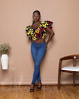 Rawaya Smocked Ruffle Crop Top