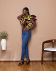 Rawaya Smocked Ruffle Crop Top