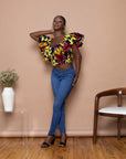 Rawaya Smocked Ruffle Crop Top
