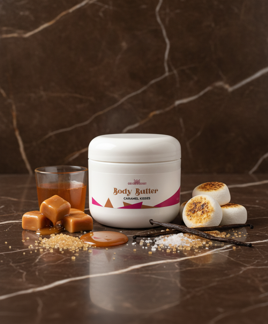 Caramel Kisses Body Butter with salted caramels, toasted marshmallows, vanilla beans and sea salt