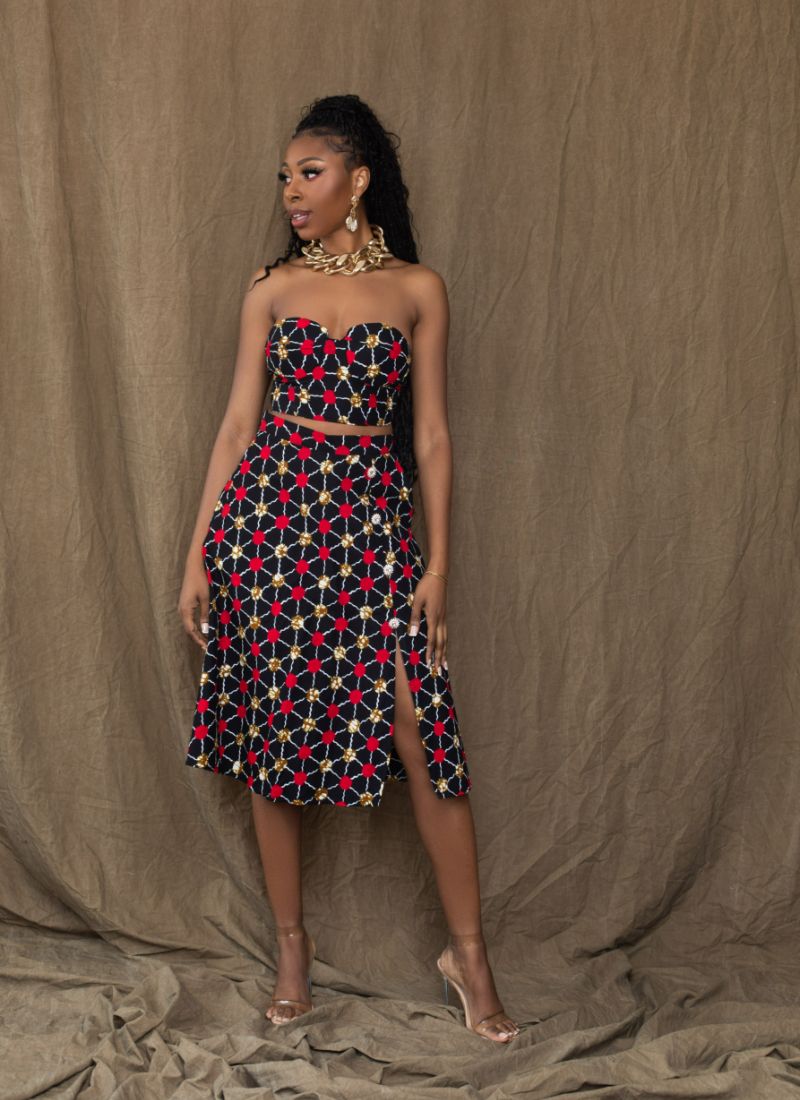 Oluyomi Button Down Midi Skirt