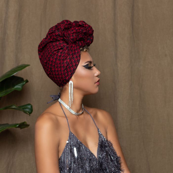 Red Feza Silk Lined Headwrap - Head Wraps