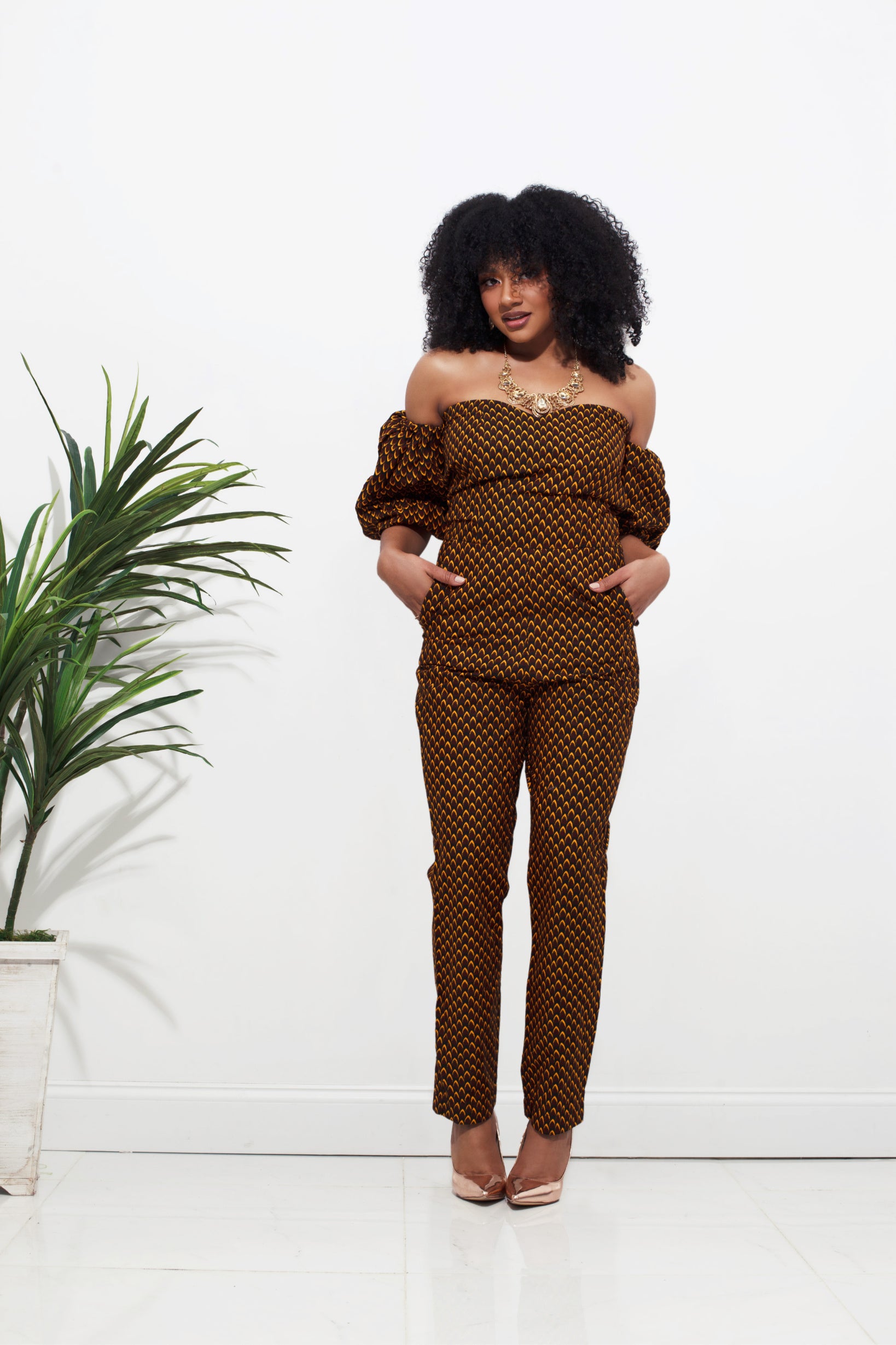 Feza Bubble Sleeve Jumpsuit