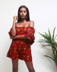 Selah Bardot Ruffle Crop Top