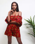 Selah Bardot Ruffle Crop Top