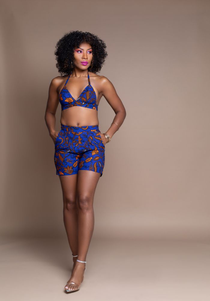 Blue Famata High Waisted Shorts