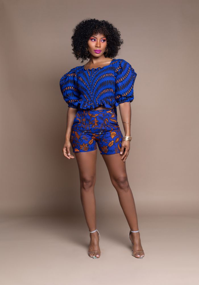 Blue Misan Calabar Crop Top