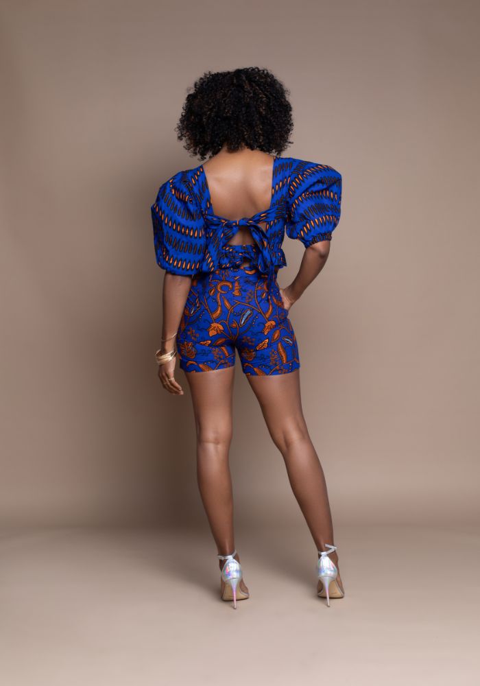 Blue Misan Calabar Crop Top