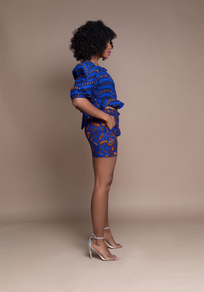 Blue Misan Calabar Crop Top
