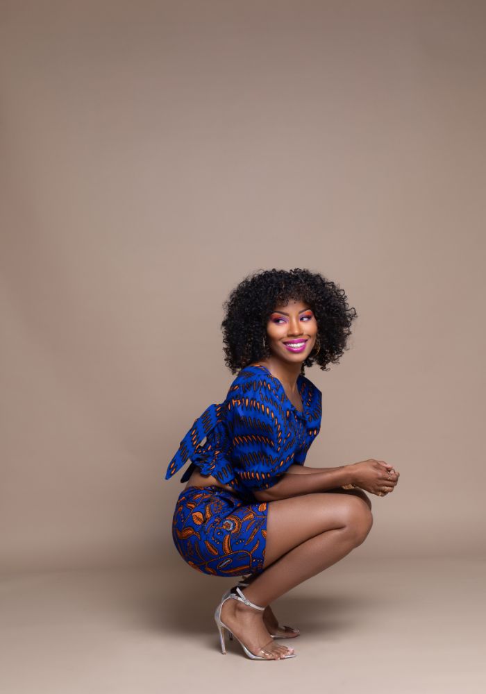 Blue Misan Calabar Crop Top