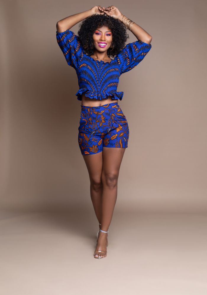 Blue Misan Calabar Crop Top